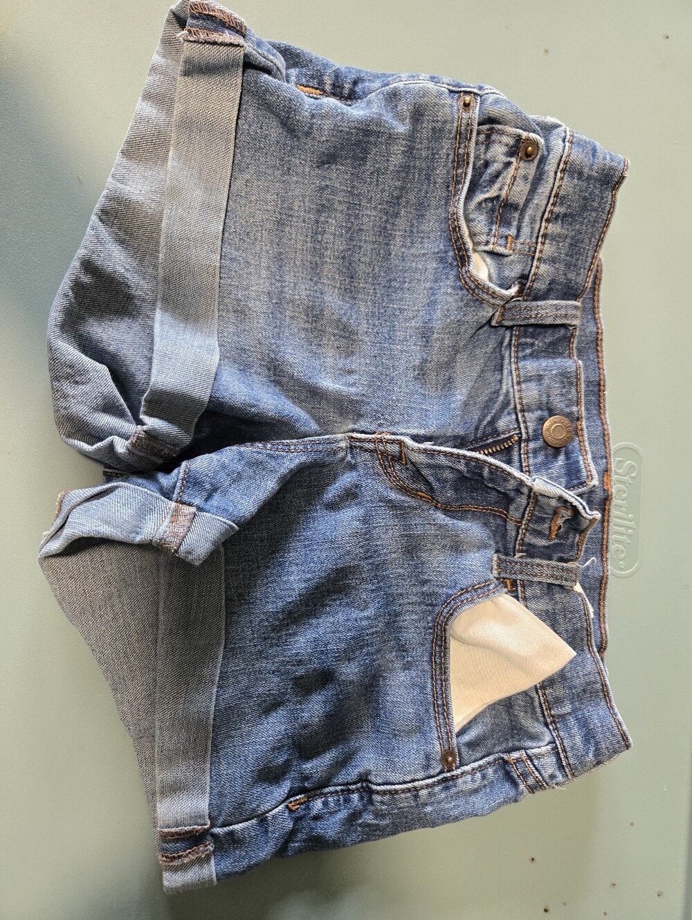 Old Navy Classic Blue Denim High-Waist Rolled Hem Shorts
